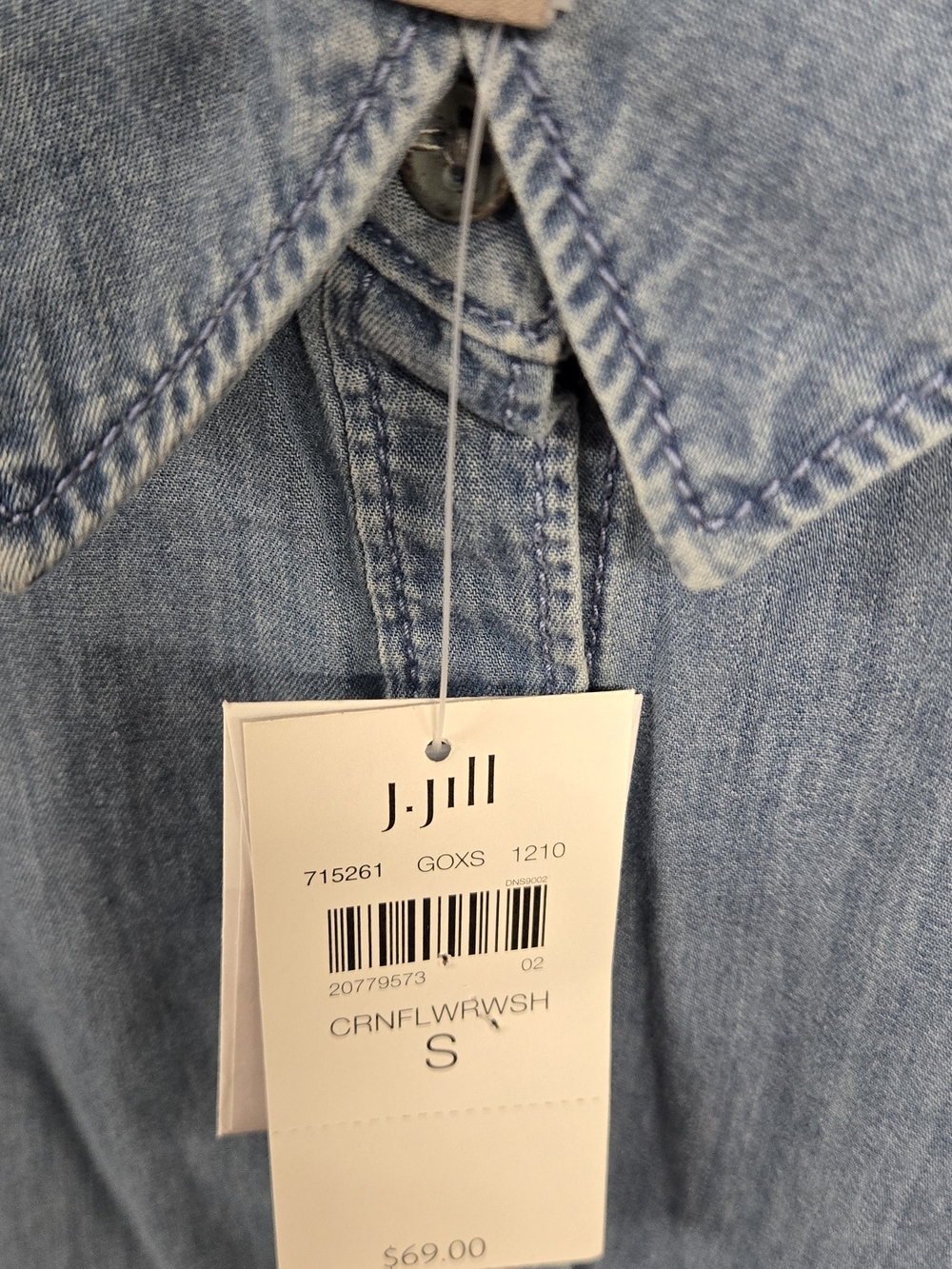 J. Jill Light Blue Denim Button-Down Shirt - Picture 2 of 5